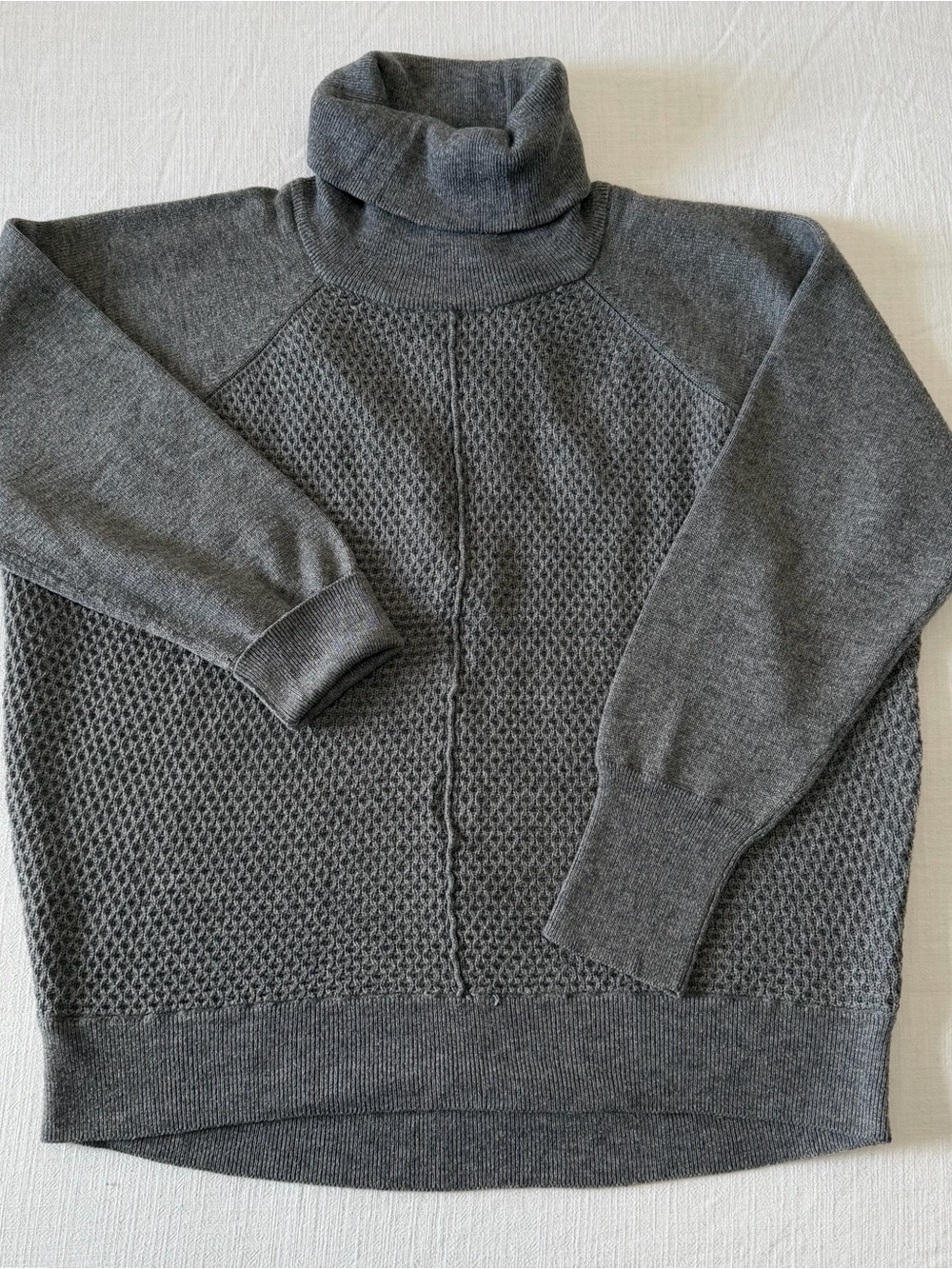 GAP Merino Wool Blend Charcoal Turtleneck Textured Knit Sweater